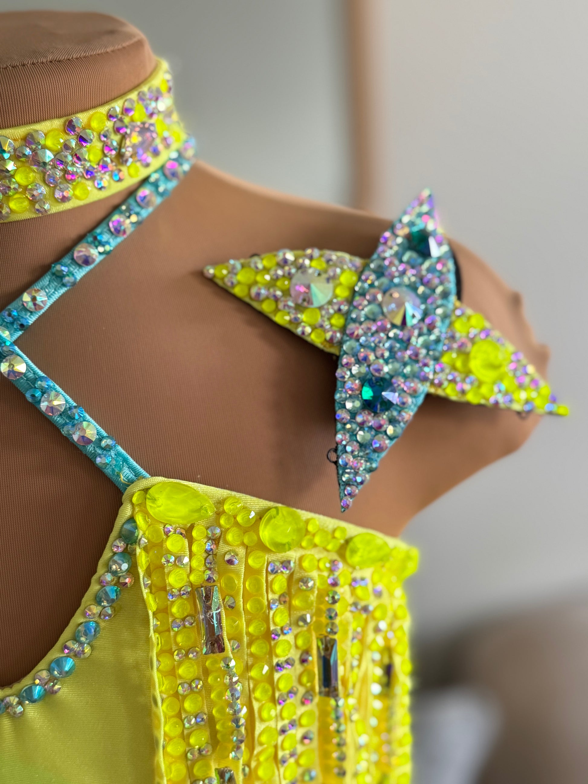 Neon Yellow and Blue Jazz Costume W Fringe InspiringCostume Neon Yellow and Blue Jazz Costume W Fringe InspiringCostume